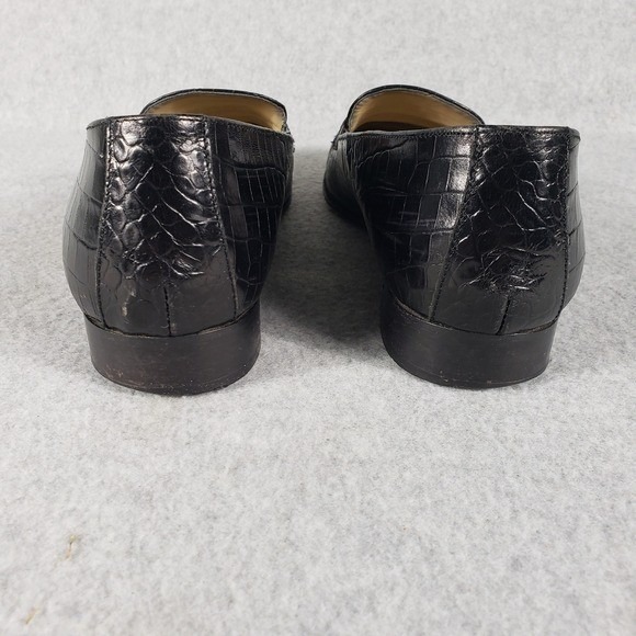Talbots Black Croc Embossed Leather Penny Loafers Made in Italy Women's Size 9M - Picture 11 of 15